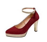 Trachtenschuhe Damen Breite Füße Schuhe Dirndl Schuhe Für Oktoberfest Tanzschuhe Bequem Damenschuhe Halbschuhe Geschlossene Bequeme Spangenpumps Keilpumps Plateau Tanzschuhe (2-Red, 38)