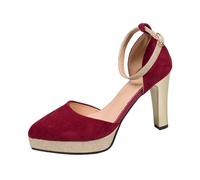 Trachtenschuhe Damen Breite Füße Schuhe Dirndl Schuhe Für Oktoberfest Tanzschuhe Bequem Damenschuhe Halbschuhe Geschlossene Bequeme Spangenpumps Keilpumps Plateau Tanzschuhe (1-Red, 36)