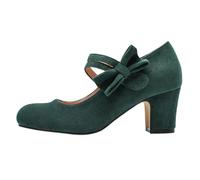 Trachtenschuhe Damen Dirndl Chunky Pumps Breite Füße Absatzschuhe Rockabilly Sommer Hohe Schuhe Oktoberfest Schleifenriemen Spangenpumps Elegant Hochzeitsschuhe modisch