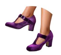 Trachtenschuhe Damen Dirndl Chunky Pumps Breite Füße Absatzschuhe Rockabilly Sommer Hohe Schuhe Oktoberfest Schleifenriemen Spangenpumps Tanzschuhe Elegant Festliche Hochzeitsschuhe
