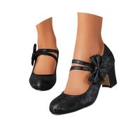 Trachtenschuhe Damen Dirndl Chunky Pumps Breite Füße Absatzschuhe Rockabilly Sommer Hohe Schuhe Oktoberfest Schleifenriemen Spangenpumps Tanzschuhe Elegant Festliche Hochzeitsschuhe