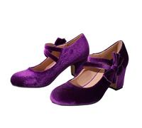 Trachtenschuhe Damen Dirndl Chunky Pumps Breite Füße Absatzschuhe Rockabilly Sommer Hohe Schuhe Oktoberfest Elegant Festliche Hochzeitsschuhe Schleifenriemen Spangenpumps