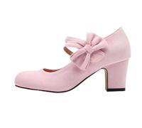 Trachtenschuhe Damen Dirndl Chunky Pumps Breite Füße Absatzschuhe Rockabilly Sommer Hohe Schuhe Oktoberfest Schleifenriemen Spangenpumps Elegant Festliche Hochzeitsschuhe