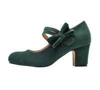 Trachtenschuhe Damen Dirndl Chunky Pumps Breite Füße Absatzschuhe Rockabilly Sommer Hohe Schuhe Oktoberfest Schleifenriemen Spangenpumps Elegant Festliche Hochzeitsschuhe