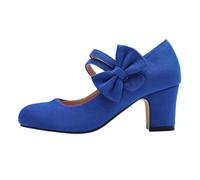 Trachtenschuhe Damen Dirndl Chunky Pumps Breite Füße Absatzschuhe Rockabilly Sommer Hohe Schuhe Oktoberfest Schleifenriemen Spangenpumps Elegant Hochzeitsschuhe modisch