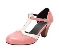 Trachtenschuhe Damen Dirndl Pumps Festliche Oktoberfest Schuhe zum Dirndl Trachten Absatzschuhe Hochzeitsschuhe Elegant und Bequem Riemchenpumps Rockabilly Hohe Spangenpumps