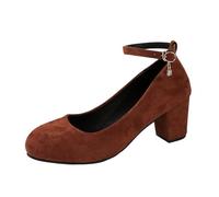 Trachtenschuhe Damen Elegant und Bequem Trachten Dirndl Oktoberfest Schuhe mit Riemchen Blockabsatz Pumps Festliche Absatzschuhe High Heels Hochzeitsschuhe