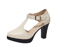 Trachtenschuhe Damen Sommerschuhe Elegant Freizeitschuhe Karneval Oktoberfest Women's sandals High Heel Sandals für Damen mit offener Zehenpartie Schnallen Verzierung Highlight für Alltag(White, 38)