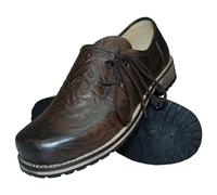 Trachtenschuhe Haferlschuhe Trachten-Schuhe Glattleder braun Antik-Leder glatt speckig Schnürschuhe Lederschuhe Halbschuhe Herrenschuhe zur Lederhose oder Anzug Schuhe für Herren, Größe:45