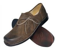 Trachtenschuhe Herren Haferlschuhe Trachten-Schuhe Leder braun antik Ledersohle Schnürschuhe Tanzschuhe Lederschuhe Glatte Sohle für Tänzer Plattler zur Lederhose zum Tanzen, Größe:40