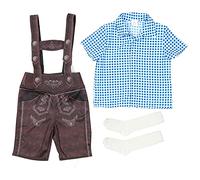 Trachtenset Kinder 3 Teilig Trachtenhose,Lederhose,Hemd Socken,Oktoberfest | Oktoberfest Kostüm Set für Jungen & Mädchen, atmungsaktiv, klassischer Trachten-Look