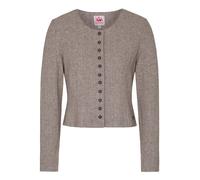 Trachtenstrickjacke SPIETH & WENSKY "Dietzing", Damen, Gr. 36, braun (taupe), Obermaterial: 50% Viskose CV. 24% Polyester PES. 22% Polyamid PA. 4% Elasthan EL., uni, slim fit, Rundhals, Strickjacken, 