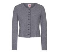 Trachtenstrickjacke SPIETH & WENSKY "Dietzing", Damen, Gr. 38, grau, Obermaterial: 50% Viskose CV. 24% Polyester PES. 22% Polyamid PA. 4% Elasthan EL., uni, slim fit, Rundhals, Strickjacken, mit Rundh