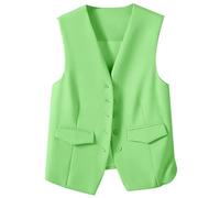 Trachtenweste Damen Ohne Ärmel - Kurze Anzugweste Damen Freizeitweste Einfarbig Elegante Blazer Schmale Passform V-Ausschnitt Smoking-Weste Vintage Weste Anzugweste Herbst Deckmantel Ärmellose Jacke