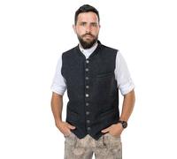 Trachtenweste Herren aus Wolle - Lodenweste grau für Oktoberfest | Trachten Wollweste für Lederhose - Trachten-Gilet Benedikt (60)