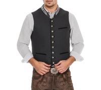 Trachtenweste Herren Grau Oktoberfest Outfit V-Ausschnitt Knopf Trachtengilet Bayrische Vintage Wildleder Anzugweste Elegant Trachten Herrenweste für Hochzeit Musik Anlass