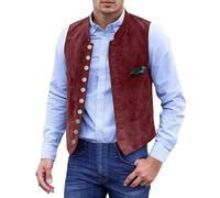 Trachtenweste Herren Oktoberfest Outfit V-Ausschnitt Knopf Trachtengilet Bayrische Vintage Wildleder Anzugweste Elegant Trachten Herrenweste für Hochzeit Musik Anlass