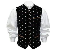Trachtenweste Samtweste Trachten Samtgilet Trachtengilet Gilet Weste Streublumen Samt bestickt Herrengilet Herrenweste zur Lederhose Anzug Hochzeit Fest Musik Anlass, Größe:54, Farbe:schwarz