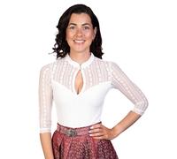 Trachtl - HELENE Trachtenmode Damen Dirndlbody Spitzenbody Spitzenbluse Dirndlbluse Trachtenbody Bodysuit Dirndl in Gr. 34-44 Tropfenausschnitt in Weiss und Schwarz