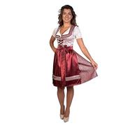 Trachtl Midi Dirndl Kerstin Trachtenkleid Dirndl Damen 2. TLG- Set Trachtenkleid und Schürze Bordeaux (38, Bordeaux)