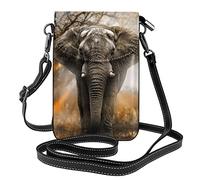 Tradegnow Umhängetasche aus Leder, Motiv: tropischer afrikanischer Elefant, kleine Umhängetasche, Geldbörse und Handtasche mit Schultergurt, tropischer afrikanischer Elefant, Einheitsgröße, siehe