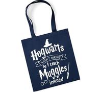 tradercat Jutebeutel „I Teach Muggles“ Blau - Lehrer Geschenk, Stoffbeutel/Stofftasche aus 100% Baumwolle, nachhaltige Einkaufstasche/Shopper/Tote Bag mit Motivdruck