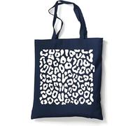 tradercat Jutebeutel Leopardenmuster „Animal Print“ Dunkelblau - Stoffbeutel/Stofftasche aus 100% Baumwolle, nachhaltige Einkaufstasche/Shopper/Tote Bag mit Motivdruck, Geschenkidee