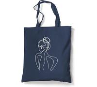 tradercat Jutebeutel Woman Back Silhouette Blau - Stoffbeutel/Stofftasche aus 100% Baumwolle, nachhaltige Einkaufstasche/Shopper/Tote Bag mit Motivdruck, Geschenkidee