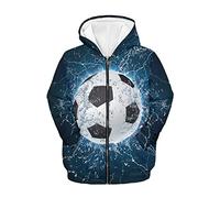 TradesForU Fleece-Hoodies für Jungen und Mädchen, Plüschpullover, lässig, Kapuzen-Sweatshirts mit Tasche, lustige Spinne, Teenager-Reißverschluss, Kapuzenpullover, Wasserfußball, L