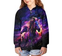 TradesForU Modischer Kapuzenpullover für Mädchen, Sweatshirts, Herbstjacke mit Reißverschluss, Jacke mit Taschen, 0horse Sonnenblume, Teenager-Reißverschluss, 0moon Pferd, L