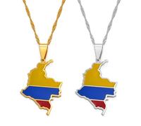 Traditionelle Flagge Anhänger, Kolumbien Karte Flagge Anhänger Halsketten Frauen Mädchen Gelb/Weiß Kolumbianische Schmuck Ketten Freundschaft Halskette Schmuck Urlaub Party Geschenk, Weiß, 45 Cm