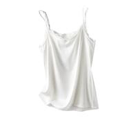 träger-tops für damen - Sommer-Unterhemd aus Seide mit V-Ausschnitt für Damen, sexy Spitzen-Bottom-Shirt, ärmelloses Oberteil, Seiden-Unterhemd für Damen, Satin-Unterhemd, Stil B, XXL