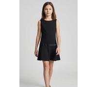 Trägerkleid CALVIN KLEIN JEANS, Mädchen, Gr. 10 (140), N-Gr, schwarz (ck schwarz), Web, Obermaterial: 66% Viskose, 30% Polyamid, 4% Elasthan, unifarben, regular fit knieumspielend, Rundhals, Kleider T