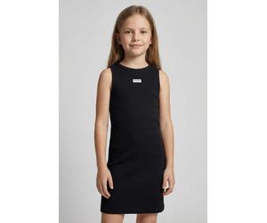 Trägerkleid CALVIN KLEIN JEANS "RIB SLEEVELESS DRESS", Mädchen, Gr. 12 (152), N-Gr, schwarz (ck schwarz), Web, Obermaterial: 94% Baumwolle, 6% Elasthan, unifarben, regular fit kniefrei, Rundhals, Klei