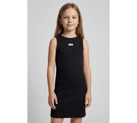 Trägerkleid CALVIN KLEIN JEANS "RIB SLEEVELESS DRESS", Mädchen, Gr. 8 (128), N-Gr, schwarz (ck schwarz), Web, Obermaterial: 94% Baumwolle, 6% Elasthan, unifarben, regular fit kniefrei, Rundhals, Kleid