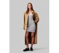 Trägerkleid CALVIN KLEIN JEANS "WOVEN LABEL RIB TANK DRESS", Damen, Gr. XL (42), N-Gr, schwarz-weiß (ck schwarz, hellweiß striped), Jersey, Obermaterial: 94% Baumwolle, 6% Elasthan, gestreift, figurbe