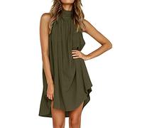 Trägerkleid Damen Sommer Neckholder Schulterfrei Elegant Kleider Ärmelloses Sommerkleid Beach Cami Kleider Strandkleid Freizeitkleid Unregelmäßige Minikleider Swing Mini Kleid Damen Sommerkleider