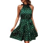 Trägerkleid Damen Sommer Neckholder Schulterfrei Elegant Kleider Ärmelloses Sommerkleid Beach Cami Kleider Strandkleid Freizeitkleid Kurz/Lang Kleid Bohmischen Kleider Cocktailkleid Mit Gürtel