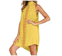 Trägerkleid Damen Sommer Neckholder Schulterfrei Elegant Kleider Ärmelloses Sommerkleid Beach Cami Kleider Strandkleid Freizeitkleid Unregelmäßige Minikleider Swing Mini Kleid Damen Sommerkleider