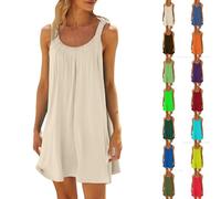 Trägerkleid Damen Sommer Strandkleid Ärmellos Spaghettiträger Kleider Einfarbig Freizeitkleid Kurz A-Linie Kleid Partykleid Maxikleid Sommerkleid Sommerkleider Sale
