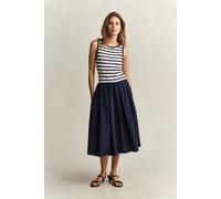 Trägerkleid GANT "JERSEY WOVEN COMBO", Damen, Gr. XXL, N-Gr, evening blau, Web, Obermaterial: 48% Baumwolle, 48% Modal, 4% Elasthan, gestreift, regular fit wadenlang, Rundhals, Kleider Trägerkleid, Re