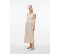 Trägerkleid MAMALICIOUS "MLEVI LIA SL JRS ANKLE DRESS 2F NOOS", Damen, Gr. M, N-Gr, beige (french oak), Jersey, Obermaterial: 100% Baumwolle, unifarben, regular fit, Rundhals, Kleider Trägerkleid, Som