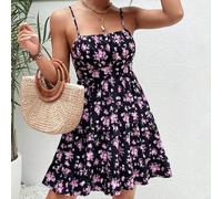 Trägerkleid mit Allover-Blumenmuster und Rüschensaum, Bridgerton Flower, Sommerurlaub