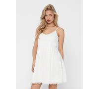 Trägerkleid ONLY "ONLHELENA - Trägerkleid aus Baumwolle für den Sommer", Damen, Gr. 40L, N-Gr, weiß (cloud dancer), Web, Obermaterial: 100% Baumwolle, unifarben, regular fit kurz, V-Ausschnitt, Kleide