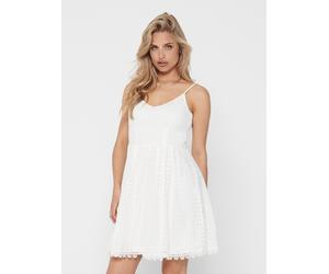 Trägerkleid ONLY "ONLHELENA - Trägerkleid aus Baumwolle für den Sommer", Damen, Gr. 40L, N-Gr, weiß (cloud dancer), Web, Obermaterial: 100% Baumwolle, unifarben, regular fit kurz, V-Ausschnitt, Kleide