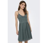 Trägerkleid ONLY "ONLHELENA - Trägerkleid aus Baumwolle für den Sommer", Damen, Gr. 42, N-Gr, grün (balsam grün), Web, Obermaterial: 100% Baumwolle, unifarben, regular fit kurz, V-Ausschnitt, Kleider