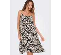 Trägerkleid ONLY "ONLMAI STRAP DRESS WVN CS", Damen, Gr. L, N-Gr, schwarz aop:moonbeam, Web, Obermaterial: 100% Viskose, bedruckt, regular fit kniefrei, Kleider Trägerkleid, Viskose, regular fit (4231