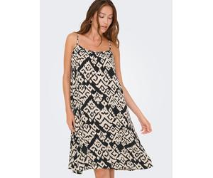 Trägerkleid ONLY "ONLMAI STRAP DRESS WVN CS", Damen, Gr. M, N-Gr, schwarz aop:moonbeam, Web, Obermaterial: 100% Viskose, bedruckt, regular fit kniefrei, Kleider Trägerkleid, Viskose, regular fit (4231