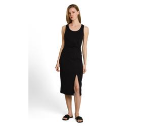 Trägerkleid TOM TAILOR DENIM, Damen, Gr. L, N-Gr, deep schwarz, Web, Obermaterial: 95% Viskose, 5% Elasthan, unifarben, körpernah 3/4-Länge, Rundhals, Kleider Trägerkleid, Ärmelloses Sommerkleid mit S