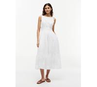 Trägerkleid TOMMY HILFIGER "SMOCK TIE NS MIDI DRESS", Damen, Gr. XL (46), N-Gr, ecru, Web, Obermaterial: 60% Baumwolle, 40% Modal, unifarben, regular fit wadenlang, Rundhals, Kleider Trägerkleid, Baum